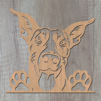 偷看杜賓犬 svg，狗雷射切割設計，寵物愛好者禮物 - HappyDesignStudio - 002