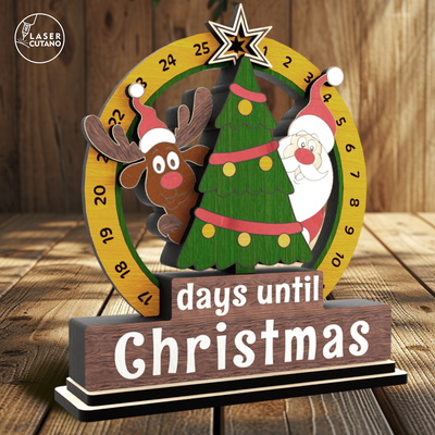 Christmas Countdown Calendar | Santa & Reindeer Advent Laser - LaserCutano - 004