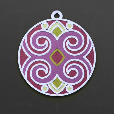 聖誕球裝飾品擺設，3d分層svg dxf png文件 - CraftyKittyArt - 001