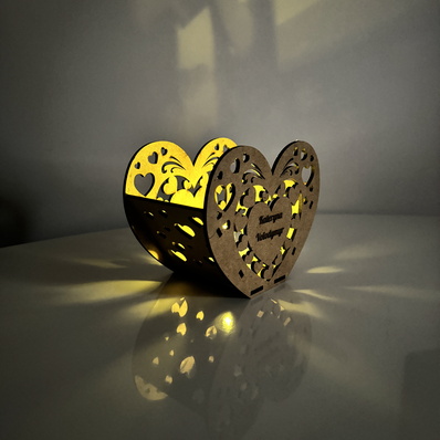 Valentine’s Day Laser Cut Design 💕 - Heart Candle Holder - LaserCutano - 003