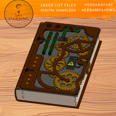 蒸氣龐克書籍雷射切割文件 - SiArt - 001