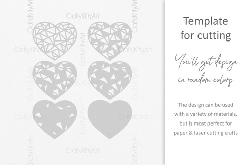 Heart, Polygonal Love Heart, 3D layered SVG DXF PNG files Heart, Polygonal Love Heart, 3D layered SVG DXF PNG files - CraftyKittyArt - 001