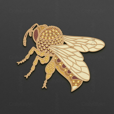 Bee, Honey Bee, Bumble Bee, 3D layered SVG DXF PNG files - CraftyKittyArt - 001