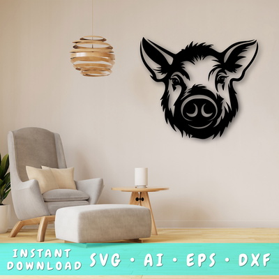 功夫豬 雷射 svg - HappyDesignStudio - 001