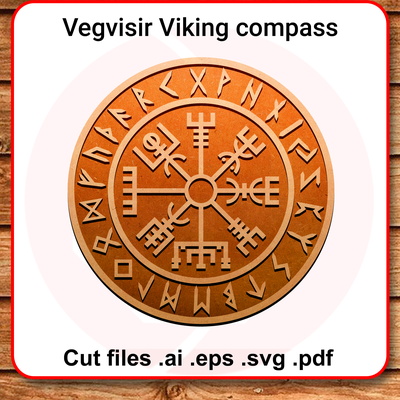 雷射切割 vegvisir 維京指南針 svg 符號 diy 工藝品