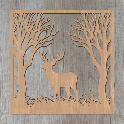 鹿雷射 svg、鹿狩獵 svg、鹿 glowforge 文件 - HappyDesignStudio - 002