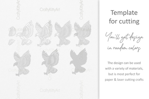 Mandala Eagle, Bald Eagle Fly, 3D layered SVG DXF PNG files Mandala Eagle, Bald Eagle Fly, 3D layered SVG DXF PNG files - CraftyKittyArt - 001