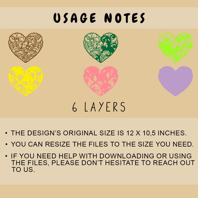 Floral Heart Multilayer SVG, Layered Flower Heart Cut File - HappyDesignStudio - 002