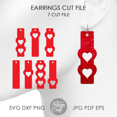 長條耳環、心型耳環 svg、情人節耳環 - Artisan Craft - 001