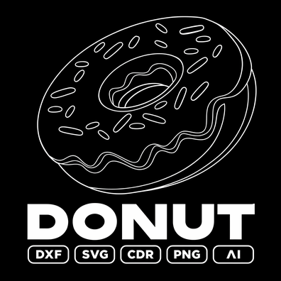 Donut Line Art Laser Cut Design