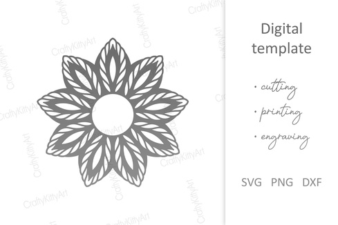 向日葵。花卉會標。花框。 svg dxf png 文件 向日葵。花卉會標。花框。 svg dxf png 文件 - CraftyKittyArt - 001