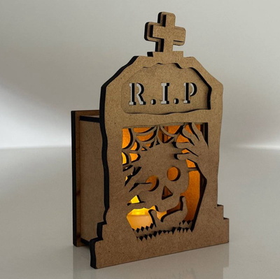 Rip 墓碑燭台 - 萬聖節燈籠 - LaserCutano - 003