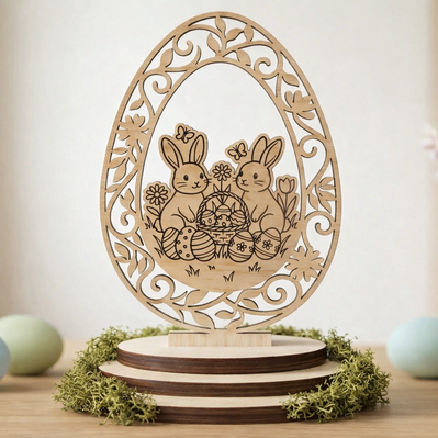 Easter Egg Stand SVG Bundle, 5 Easter Bunny Laser Cut Files - HappyDesignStudio - 003