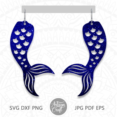 美人魚尾巴耳環svg裁剪文件 - Artisan Craft - 001