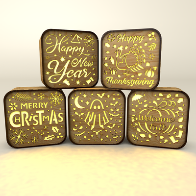 Holiday Shadow Box Lanterns — 5 in 1 - Laser Cut Designs - LaserCutano - 004