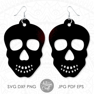 用於製作糖頭骨首飾的骷髏耳環 svg - Artisan Craft - 001