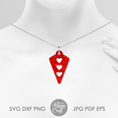 Valentine Earrings SVG, Heart Earring SVG, laser cut files - Artisan Craft - 004