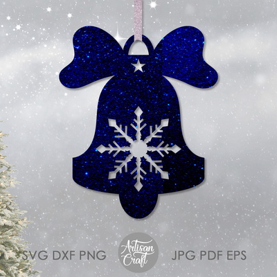 鈴鐺聖誕飾品，svg，單線 svg - Artisan Craft - 002