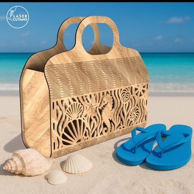 Beach Bag with Marine Life Design - LaserCutano - 003