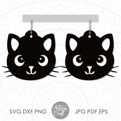 Cat earrings SVG | cute cat earrings - Artisan Craft - 001