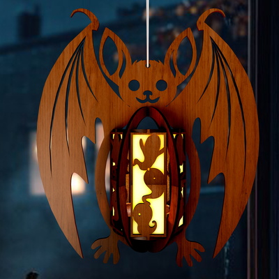 萬聖節蝙蝠燭台雷射切割模板 - LaserCutano - 001