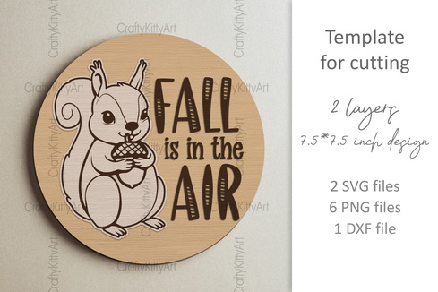 Cute Squirrel Fall door sign, 3D Autumn Fall door hanger - CraftyKittyArt - 001