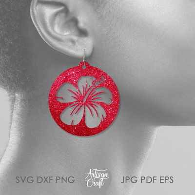 Hibiscus Earrings SVG for making floral jewelry  - Artisan Craft - 003