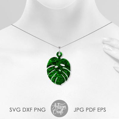 龜背竹耳環 svg，龜背竹葉耳環，夏季耳環 - Artisan Craft - 003