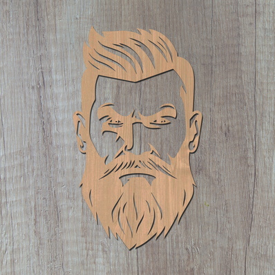 Bearded Man Laser SVG Cut File, Bearded Man Glowforge File - HappyDesignStudio - 002