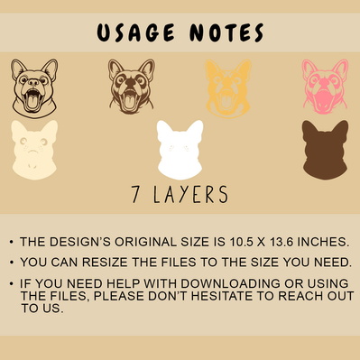 Funny French Bulldog Multilayer SVG, 7 Layer Dog Head SVG - HappyDesignStudio - 002