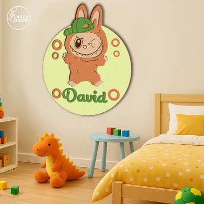 Labubu Character Personalized Kids Wall Art - LaserCutano - 004
