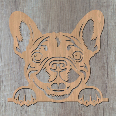 偷看法國鬥牛犬雷射 svg，狗爪印 - HappyDesignStudio - 002