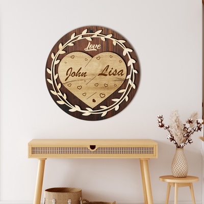 Heart Multilayer Wall Art Love Gift Name Custom Wedding  - LaserCutano - 002