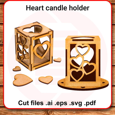 雷射切割 svgheart 燭台 家庭婚禮裝飾模板 - Daniel San - 001