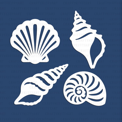 Sea shell Laser Paper cutting SVG: Scallop, Nautilus shell - CraftyKittyArt - 001