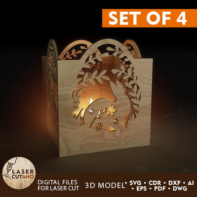 Easter Candle Holder, Lantern Bundle, Wooden Easter Decor - LaserCutano - 001