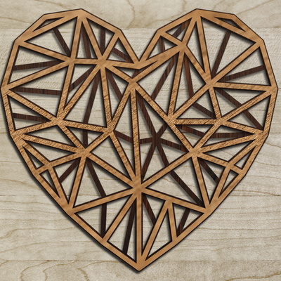 Layered Cut File POLYGONAL HEART, Gift, Hearts Shapes - LaserCutano - 002