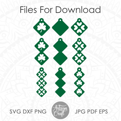 三葉草耳環 svg，聖派翠克節耳環，幾何 - Artisan Craft - 003