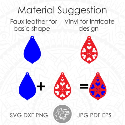 淚珠耳環 svg，雷射切割文件，耳環 svg - Artisan Craft - 005