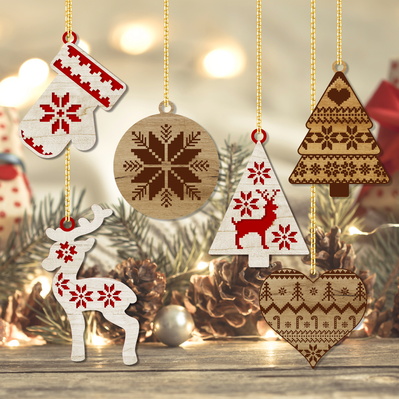 Christmas Folk Ornaments Set - LaserCutano - 002