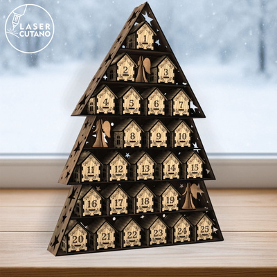 Christmas Advent Calendar Tree - Laser Cut House Countdown - LaserCutano - 005