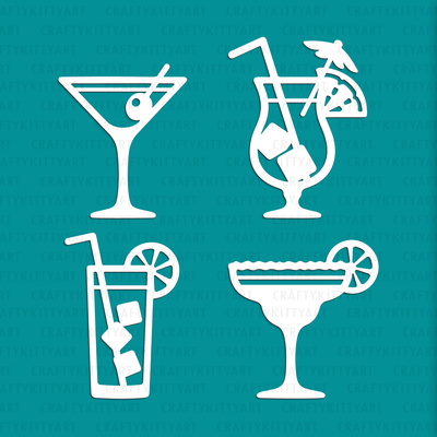 Cocktail Laser Paper cutting SVG: Tropical exotic cocktails - CraftyKittyArt - 001