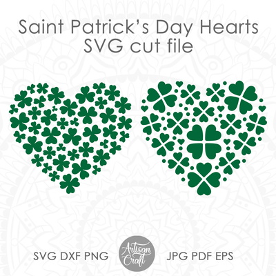 三葉草心、聖派翠克 svg 檔案、心和三葉草 svg