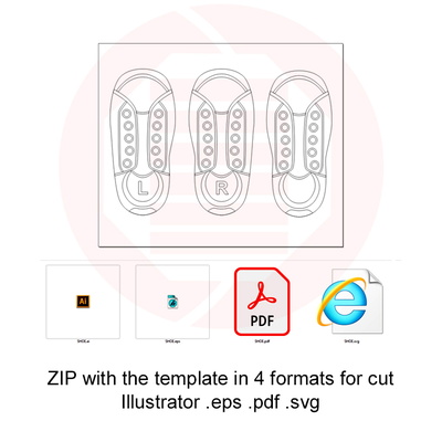 雷射切割 svg 向量模板 鞋子用於學習繫帶 diy - Daniel San - 006