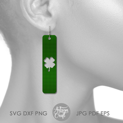 聖派翠克節耳環 svg，條形耳環，三葉草 - Artisan Craft - 003