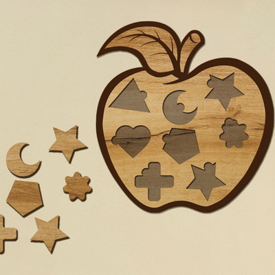 Wooden Apple Shape Sorter Toy