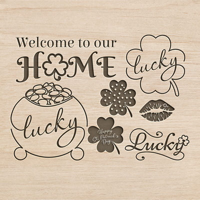 聖派翠克節裝飾。幸運大禮包。 svg dxf png 文件 - CraftyKittyArt - 001