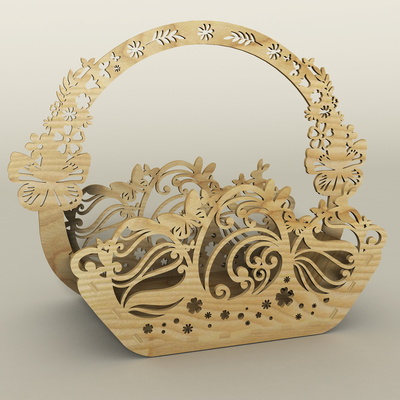 Wooden Easter Basket - LaserCutano - 002