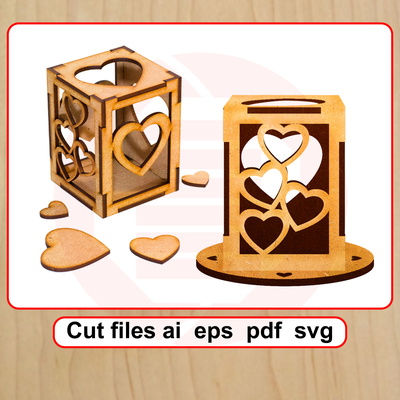 Laser cut SVG Heart candle holder Wedding decor gift ideas - Daniel San - 001