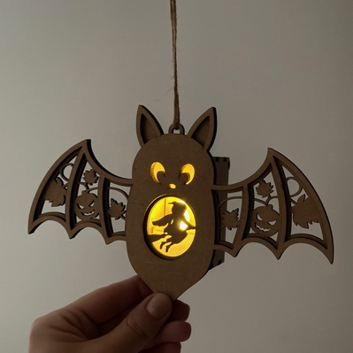 Bat Candle Holder SVG | Halloween Lantern Laser Cut File  - LaserCutano - 004